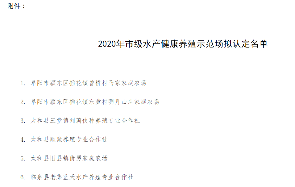 阜陽(yáng)市水產(chǎn)健康養(yǎng)殖示范場(chǎng)認(rèn)定